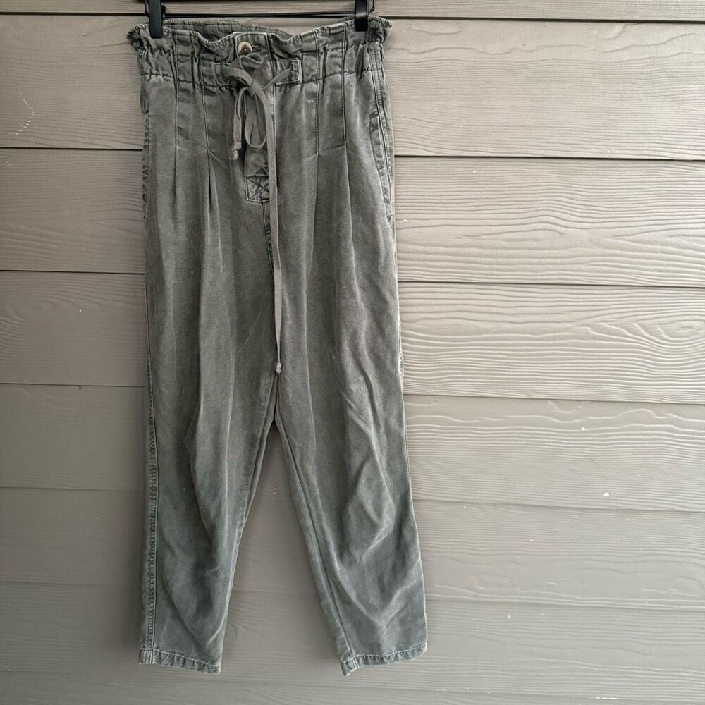 Free People Margaret kelp green paper bag pants - Picture 2 of 7
